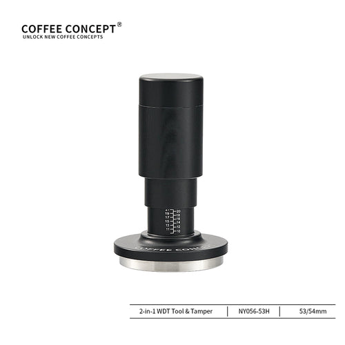 Adjustable balance spring coffee tamper 3-piece set top view