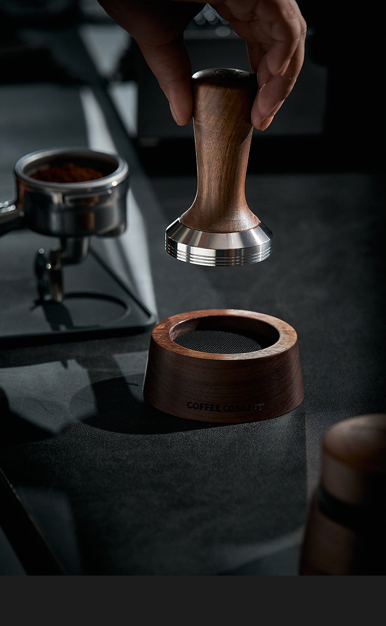Walnut Espresso Tool Organizer Stand - Multi-Slot Storage for Tamper & Distributor Under $36 - COFFEECONCEPT