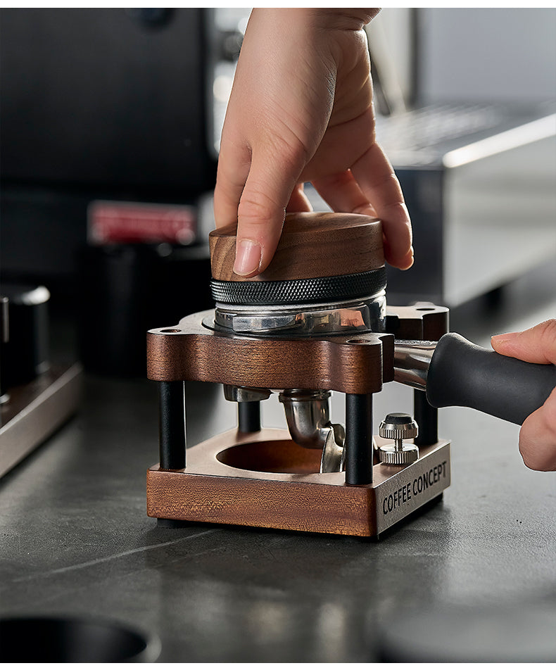 Cute bear espresso tamper side profile view