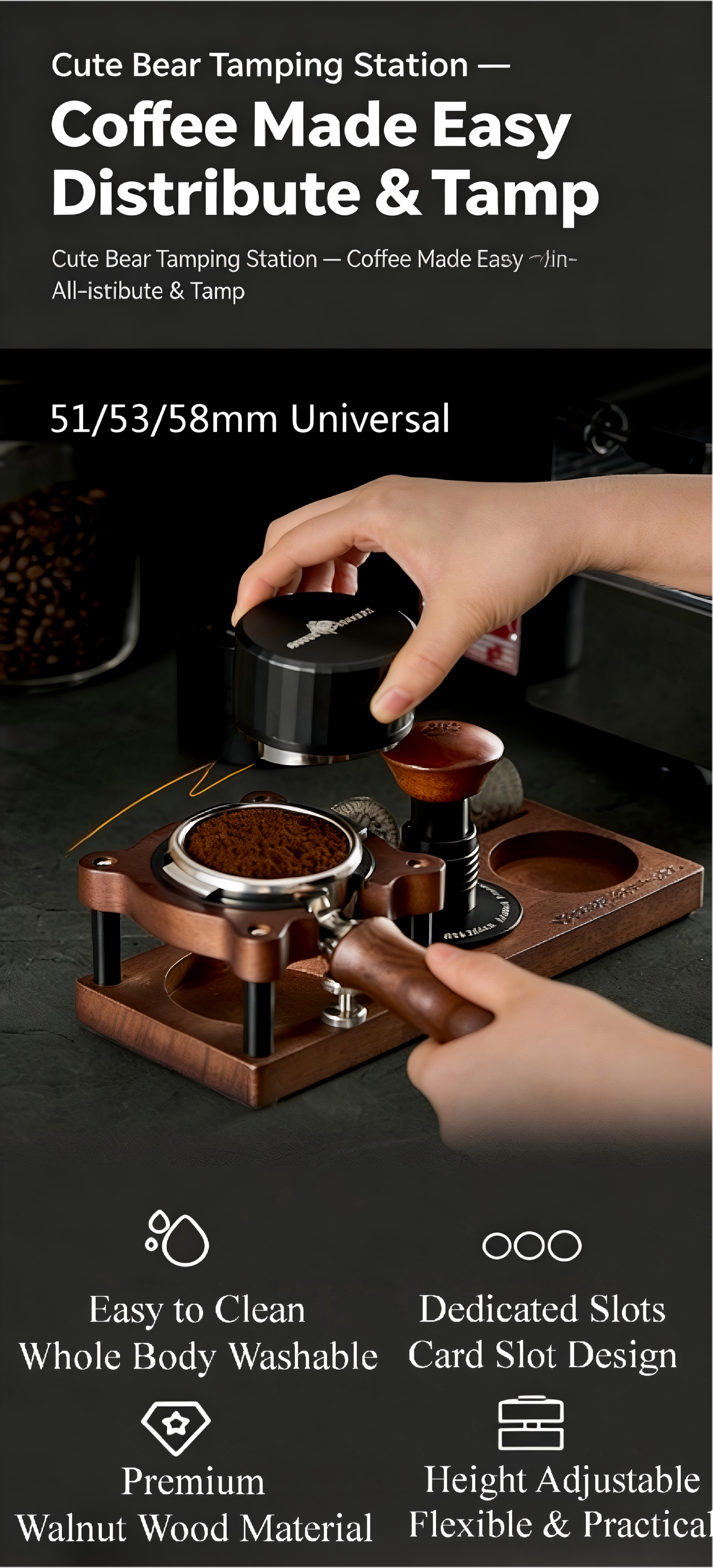 Cute bear tamper gift packaging — barista gift idea