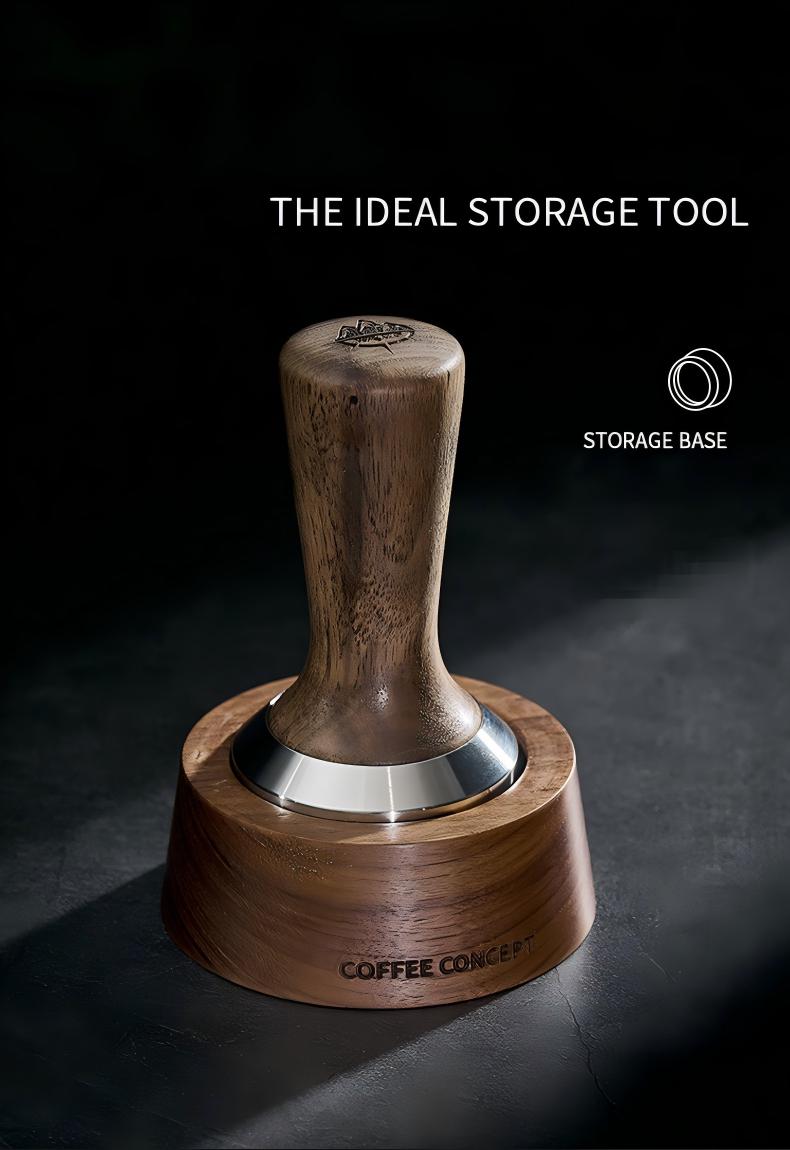 Walnut Espresso Tool Organizer Stand - Multi-Slot Storage for Tamper & Distributor Under $36 - COFFEECONCEPT