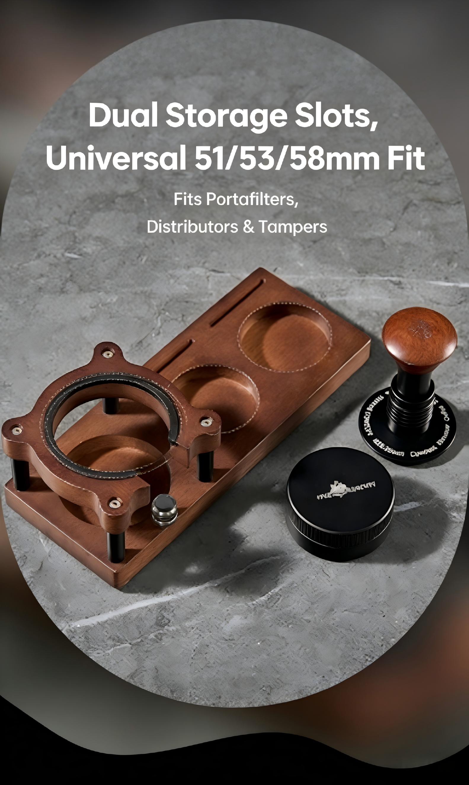 Bear-shaped coffee tamper close-up — walnut handle detail