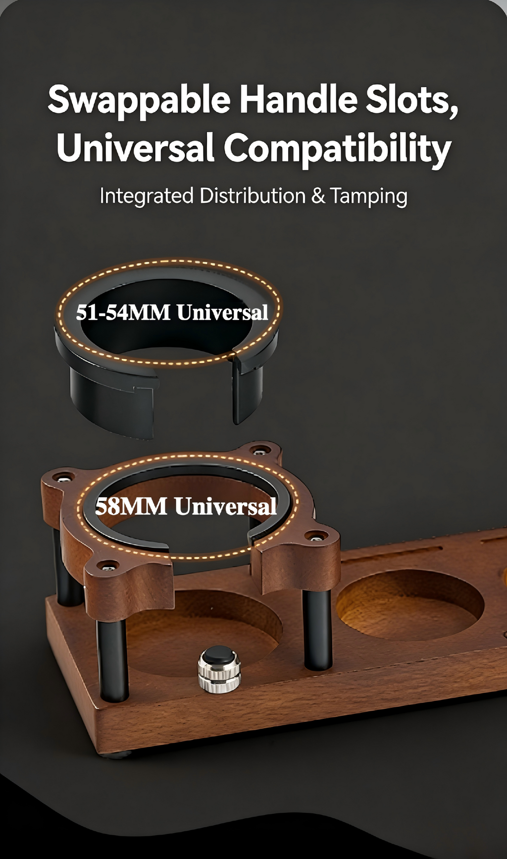 Cute bear tamper on portafilter — 58mm base fit