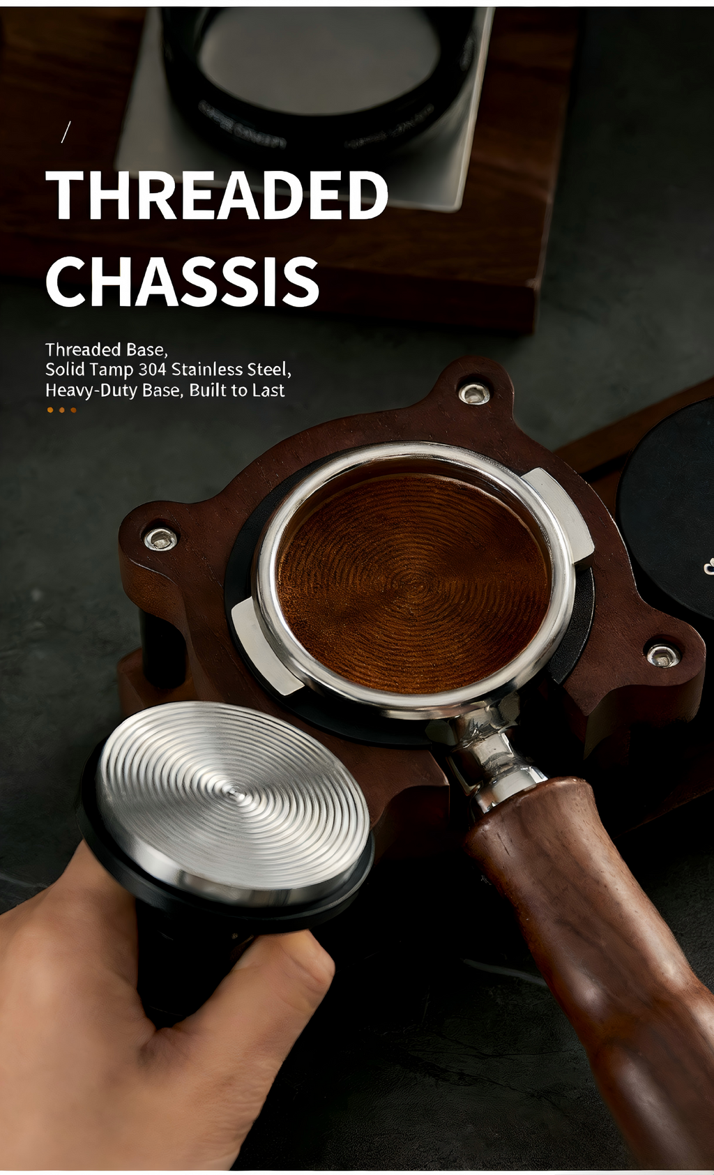 Espresso tamper 3-piece kit with storage organizer