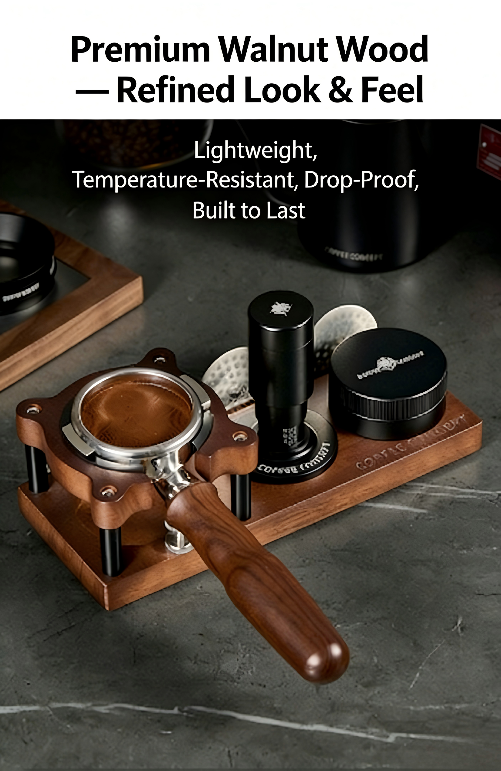 Bear coffee tamper with storage organizer top view