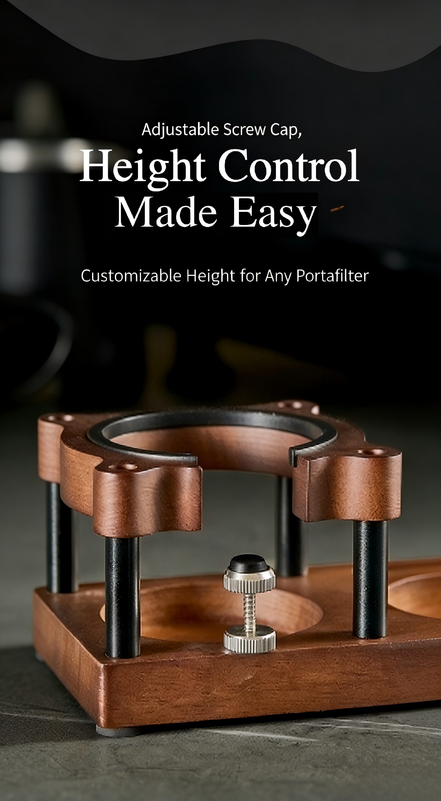 Walnut base coffee tamper storage with tools