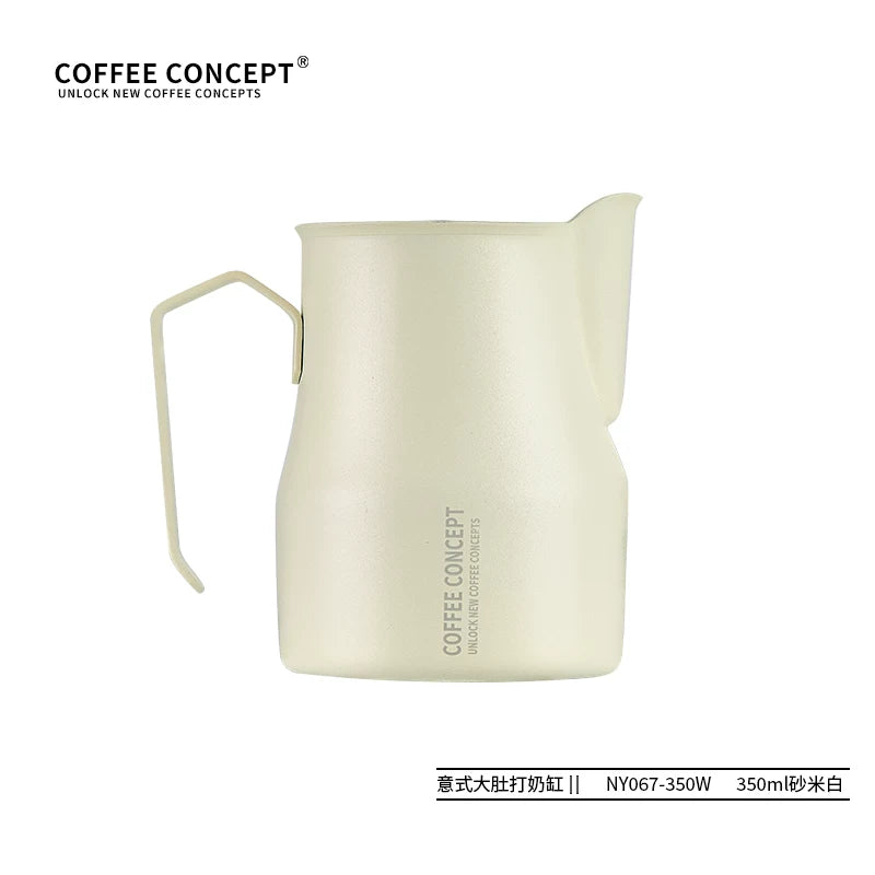 【COFFEE CONCEPT】Stainless Steel Bell Milk Pitcher, Professional Latte Art Cup, Spout Design, Heat-Resistant Milk Frothing Cup with Measurement Markings