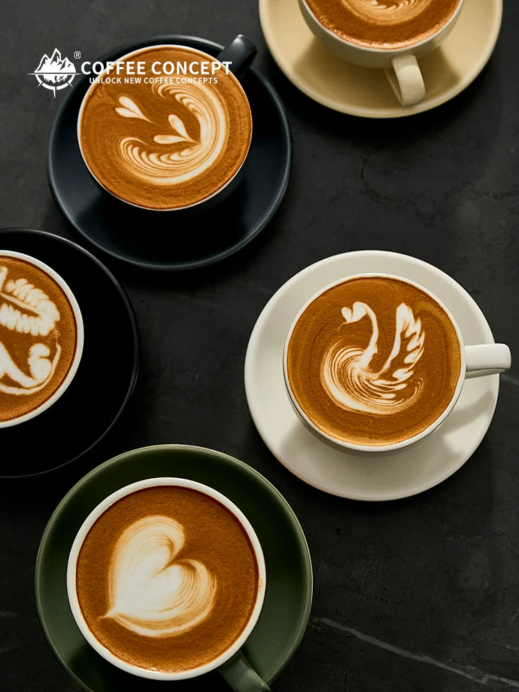 【COFFEE CONCEPT】Sawada Coffee Cup & Saucer Set, Professional Latte Art Cup, Thick Ceramic Espresso Cup for Pattern Design
