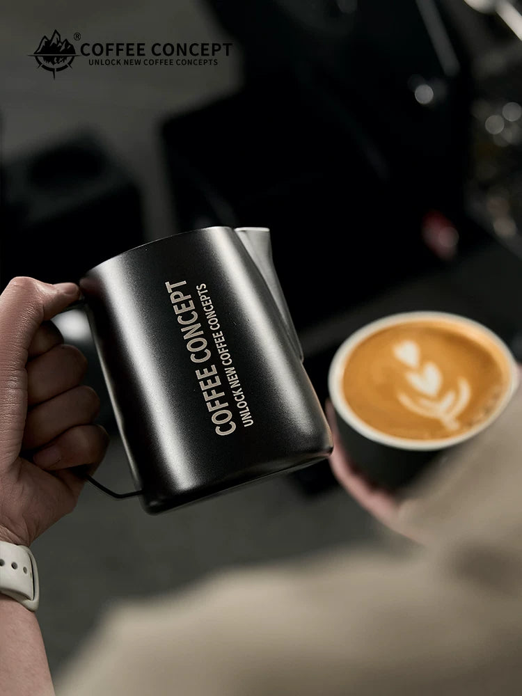 【COFFEE CONCEPT】Professional Latte Art Milk Pitcher with Eagle Beak Spout, Stainless Steel Milk Frothing Cup, Espresso Coffee Tool