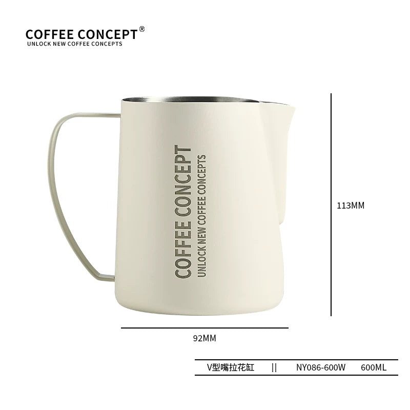 【COFFEE CONCEPT】Professional Latte Art Milk Pitcher with Eagle Beak Spout, Stainless Steel Milk Frothing Cup, Espresso Coffee Tool