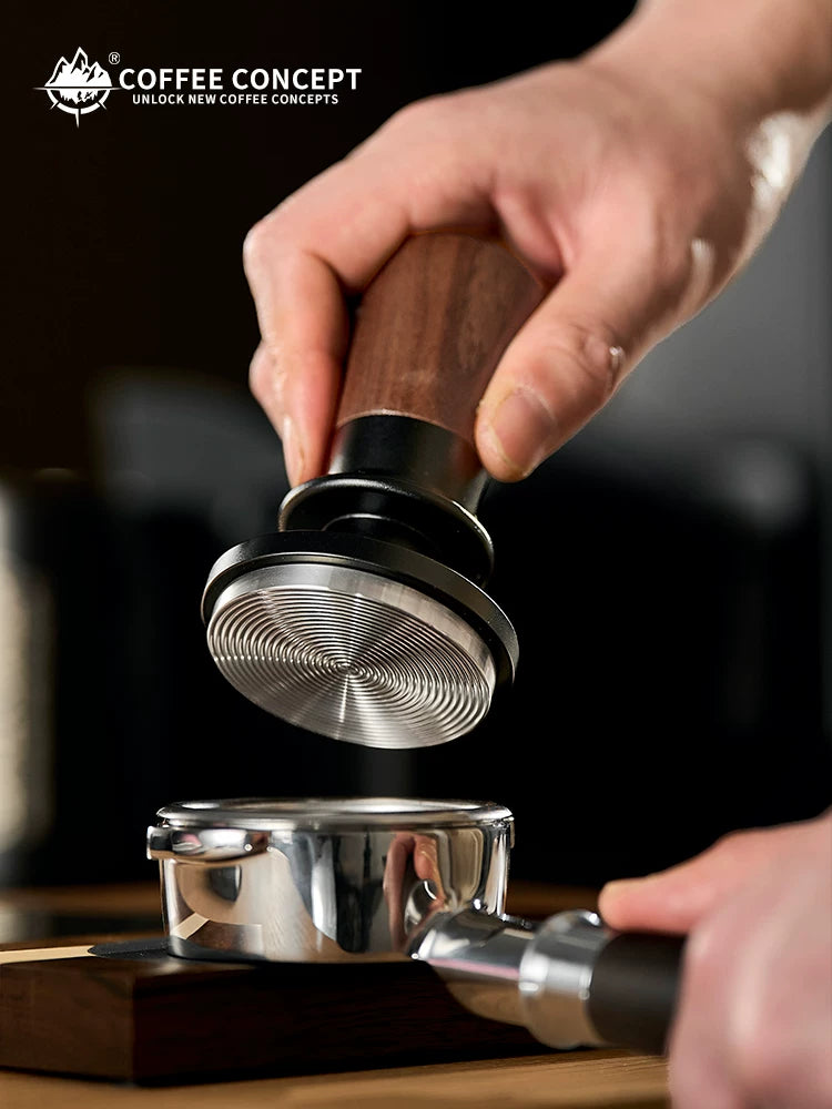 【COFFEE CONCEPT】Muyu Constant Force Coffee Tamper, Consistent Pressure Tamper, Balanced Spring Espresso Tamper, Walnut Base