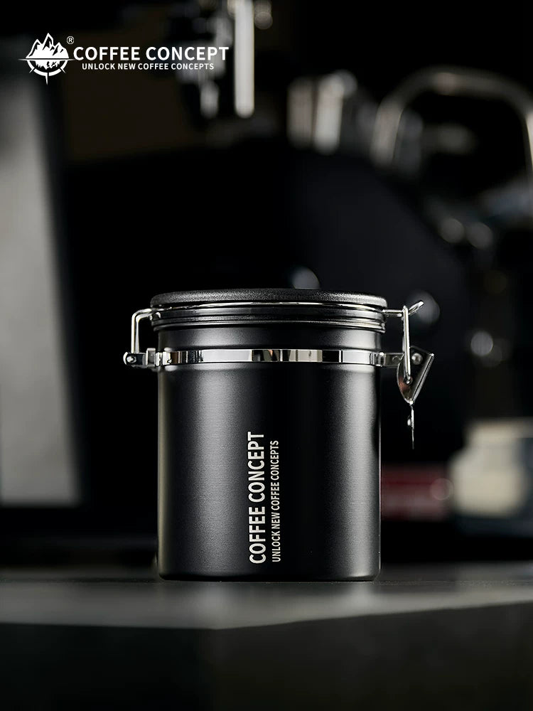 【COFFEE CONCEPT】Coffee Bean Storage Canister, Airtight Vacuum Container with One-Way Valve, Stainless Steel Coffee Canister