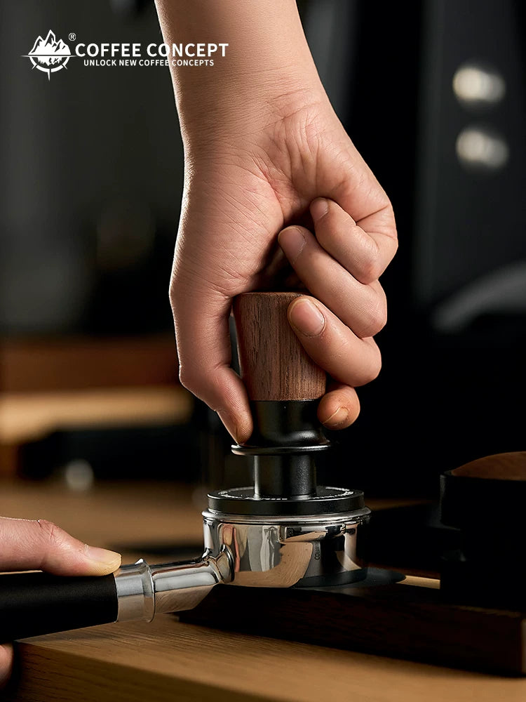 【COFFEE CONCEPT】Muyu Constant Force Coffee Tamper, Consistent Pressure Tamper, Balanced Spring Espresso Tamper, Walnut Base