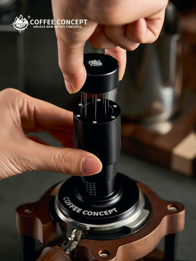 【COFFEE CONCEPT】Anti‑Distribution Coffee Tamper, Adjustable Balance Spring, Constant Pressure Coffee Tamper 3‑Piece Set