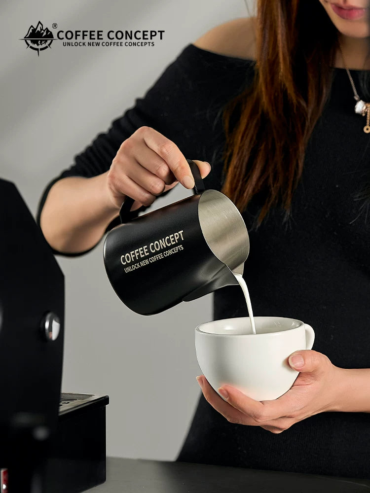 【COFFEE CONCEPT】Professional Latte Art Milk Pitcher with Eagle Beak Spout, Stainless Steel Milk Frothing Cup, Espresso Coffee Tool