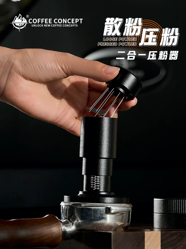 【COFFEE CONCEPT】Anti‑Distribution Coffee Tamper, Adjustable Balance Spring, Constant Pressure Coffee Tamper 3‑Piece Set