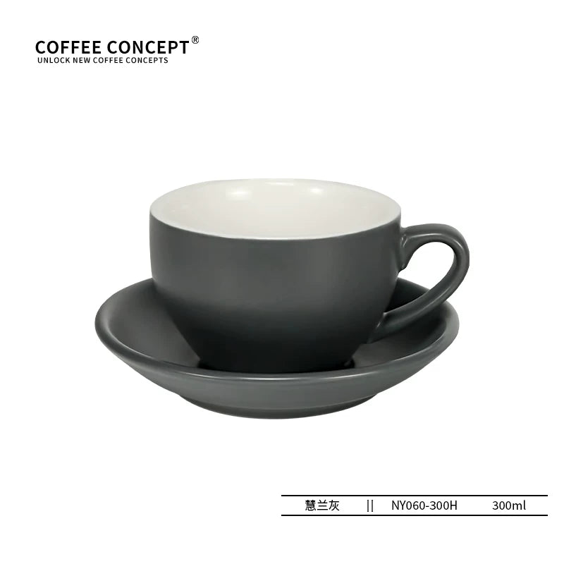 【COFFEE CONCEPT】Sawada Coffee Cup & Saucer Set, Professional Latte Art Cup, Thick Ceramic Espresso Cup for Pattern Design
