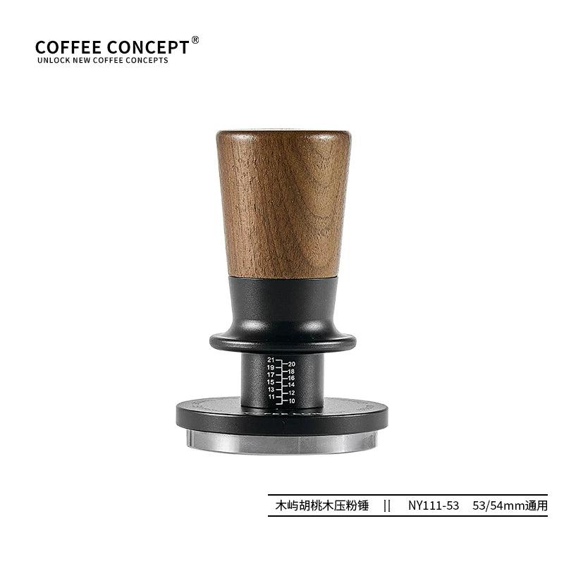 【COFFEE CONCEPT】Muyu Constant Force Coffee Tamper, Consistent Pressure Tamper, Balanced Spring Espresso Tamper, Walnut Base