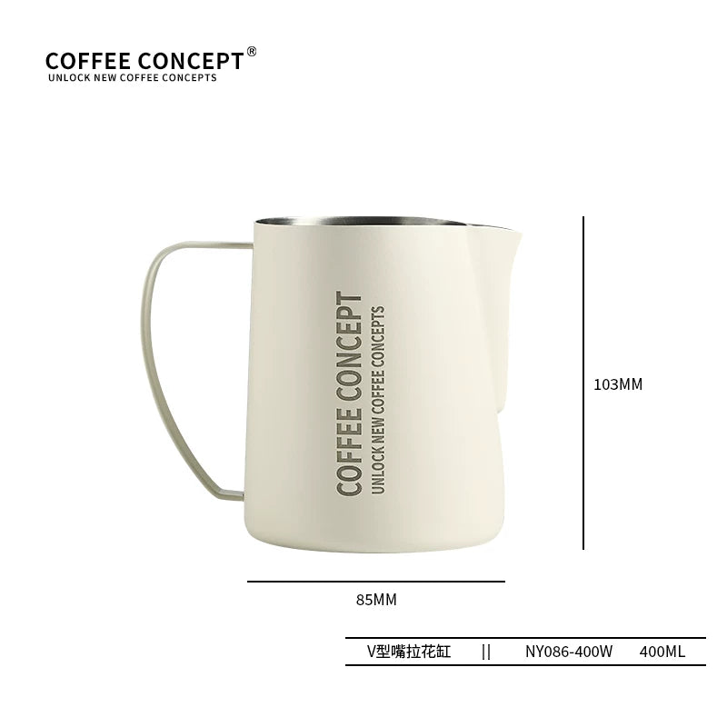 【COFFEE CONCEPT】Professional Latte Art Milk Pitcher with Eagle Beak Spout, Stainless Steel Milk Frothing Cup, Espresso Coffee Tool